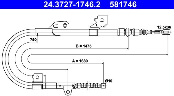 ATE 24.3727-1746.2 - Cavo comando, Freno stazionamento www.autoricambit.com