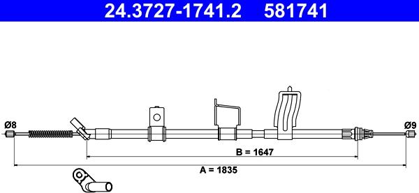 ATE 24.3727-1741.2 - Cavo comando, Freno stazionamento www.autoricambit.com