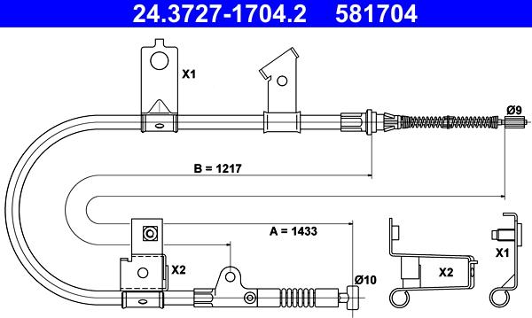 ATE 24.3727-1704.2 - Cavo comando, Freno stazionamento www.autoricambit.com