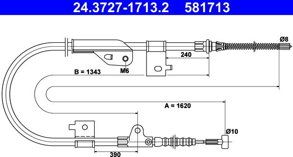 ATE 24.3727-1713.2 - Cavo comando, Freno stazionamento www.autoricambit.com