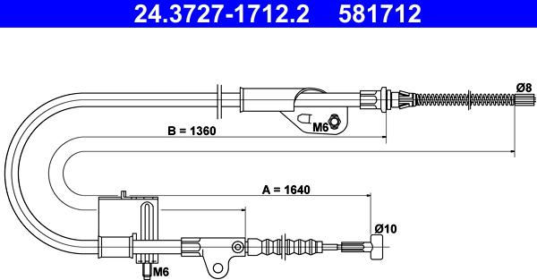 ATE 24.3727-1712.2 - Cavo comando, Freno stazionamento www.autoricambit.com