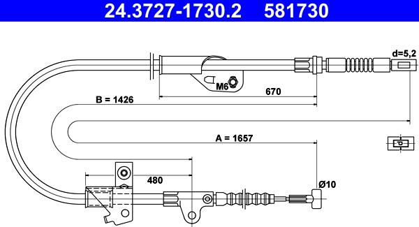 ATE 24.3727-1730.2 - Cavo comando, Freno stazionamento www.autoricambit.com