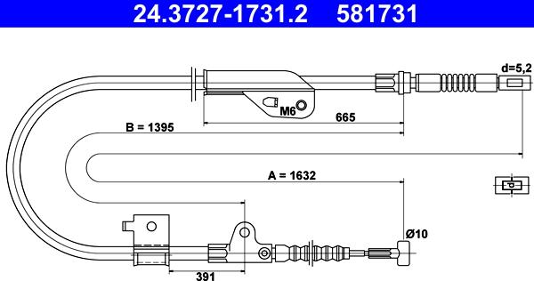 ATE 24.3727-1731.2 - Cavo comando, Freno stazionamento www.autoricambit.com