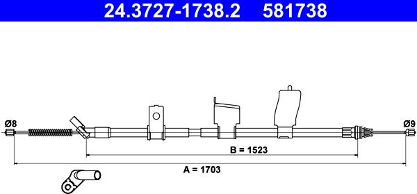 ATE 24.3727-1738.2 - Cavo comando, Freno stazionamento www.autoricambit.com