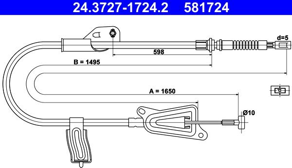 ATE 24.3727-1724.2 - Cavo comando, Freno stazionamento www.autoricambit.com