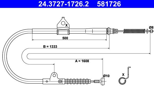 ATE 24.3727-1726.2 - Cavo comando, Freno stazionamento www.autoricambit.com