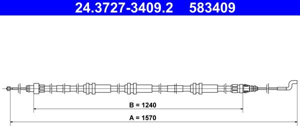 ATE 24.3727-3409.2 - Cavo comando, Freno stazionamento www.autoricambit.com