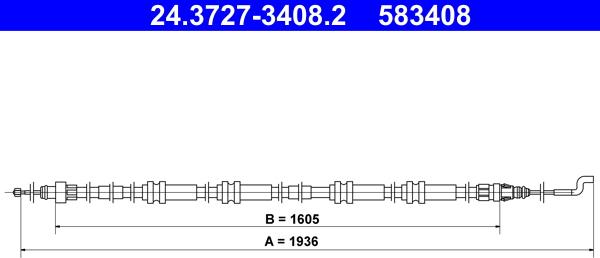 ATE 24.3727-3408.2 - Cavo comando, Freno stazionamento www.autoricambit.com