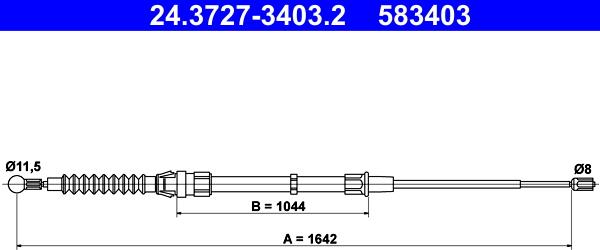 ATE 24.3727-3403.2 - Cavo comando, Freno stazionamento www.autoricambit.com