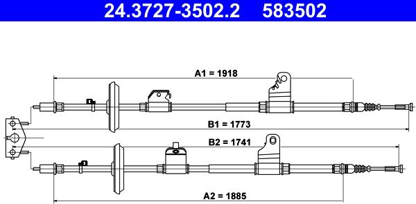 ATE 24.3727-3502.2 - Cavo comando, Freno stazionamento www.autoricambit.com