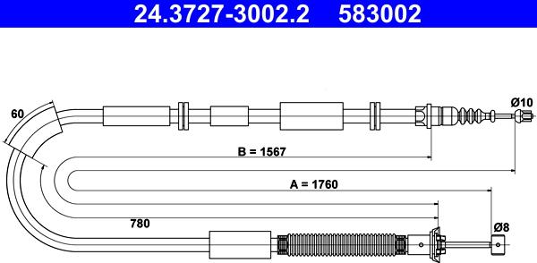 ATE 24.3727-3002.2 - Cavo comando, Freno stazionamento www.autoricambit.com