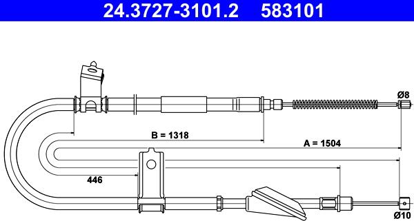 ATE 24.3727-3101.2 - Cavo comando, Freno stazionamento www.autoricambit.com