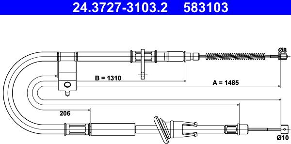 ATE 24.3727-3103.2 - Cavo comando, Freno stazionamento www.autoricambit.com