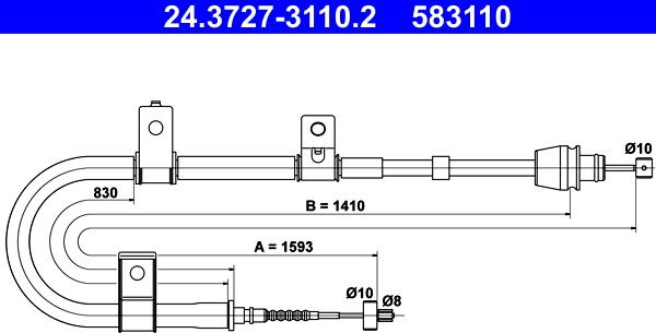 ATE 24.3727-3110.2 - Cavo comando, Freno stazionamento www.autoricambit.com