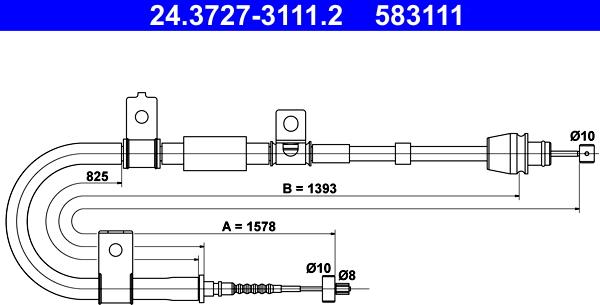 ATE 24.3727-3111.2 - Cavo comando, Freno stazionamento www.autoricambit.com