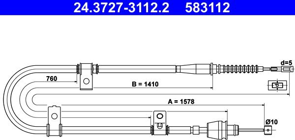 ATE 24.3727-3112.2 - Cavo comando, Freno stazionamento www.autoricambit.com