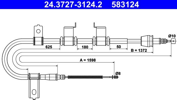 ATE 24.3727-3124.2 - Cavo comando, Freno stazionamento www.autoricambit.com