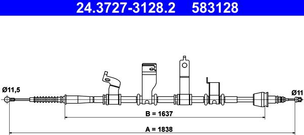 ATE 24.3727-3128.2 - Cavo comando, Freno stazionamento www.autoricambit.com