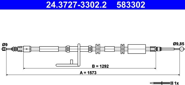 ATE 24.3727-3302.2 - Cavo comando, Freno stazionamento www.autoricambit.com