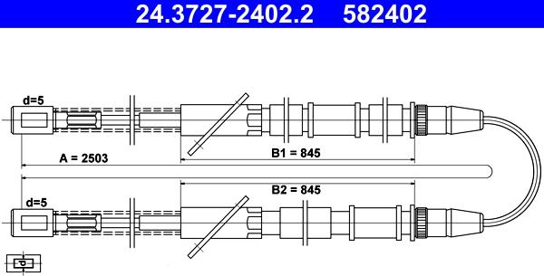 ATE 24.3727-2402.2 - Cavo comando, Freno stazionamento www.autoricambit.com