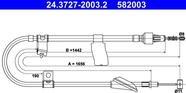 ATE 24.3727-2003.2 - Cavo comando, Freno stazionamento www.autoricambit.com