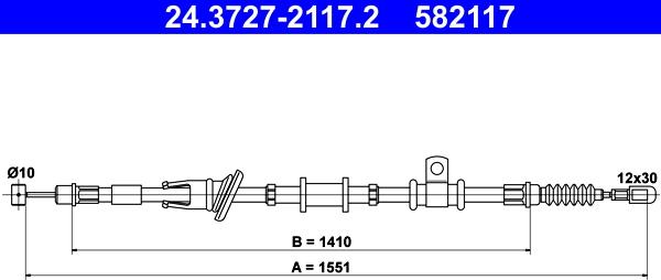 ATE 24.3727-2117.2 - Cavo comando, Freno stazionamento www.autoricambit.com