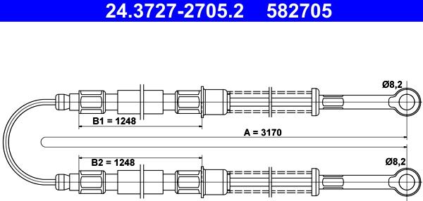 ATE 24.3727-2705.2 - Cavo comando, Freno stazionamento www.autoricambit.com