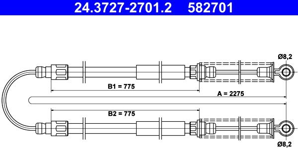 ATE 24.3727-2701.2 - Cavo comando, Freno stazionamento www.autoricambit.com