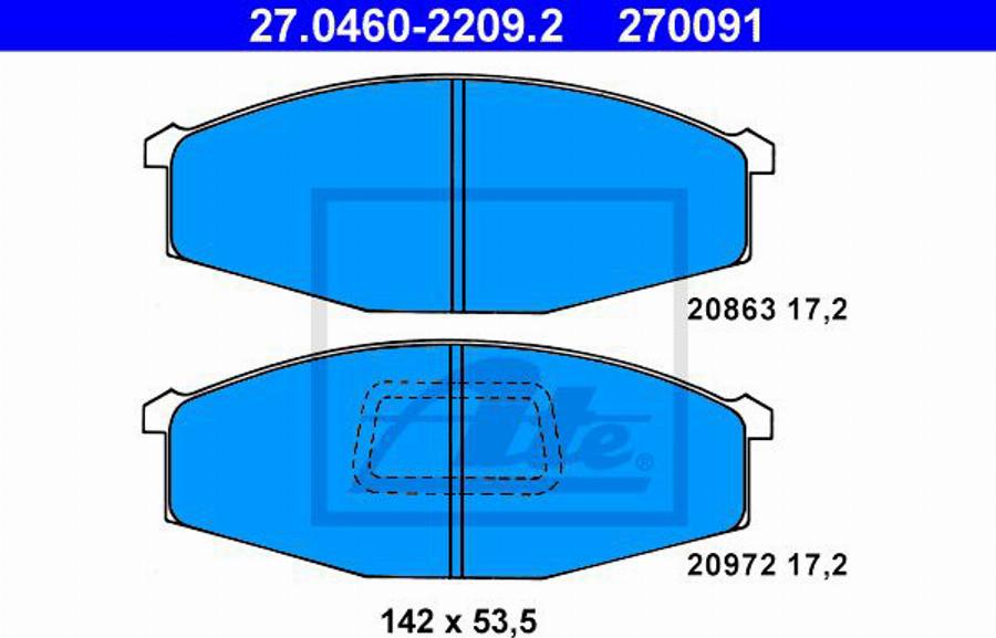 ATE 270091 - Kit pastiglie freno, Freno a disco www.autoricambit.com