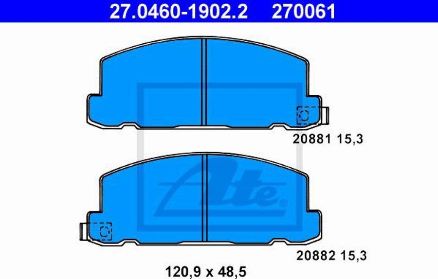 ATE 270061 - Kit pastiglie freno, Freno a disco www.autoricambit.com