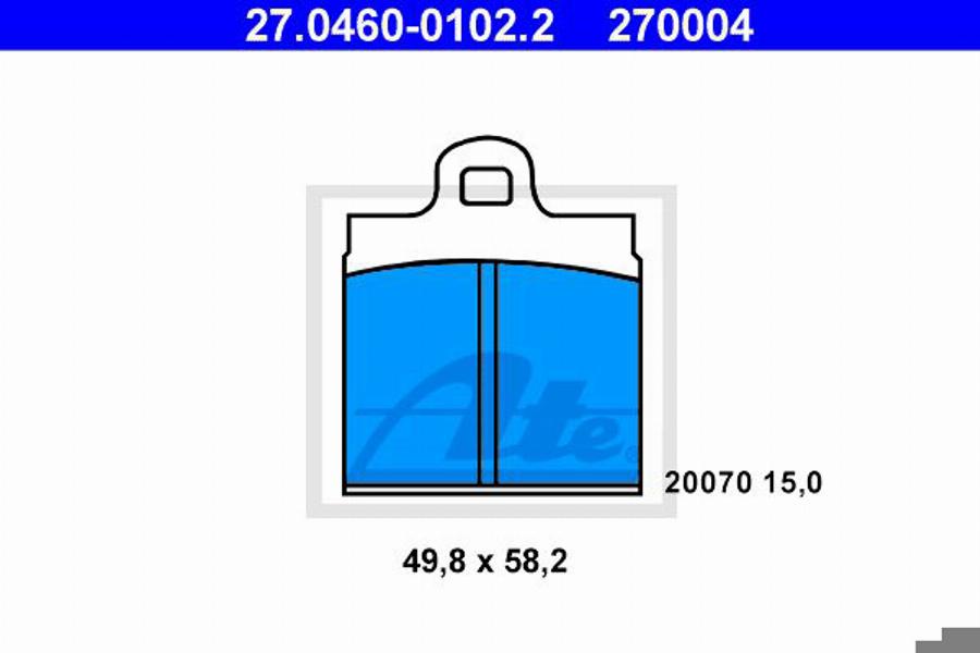 ATE 270004 - Kit pastiglie freno, Freno a disco www.autoricambit.com