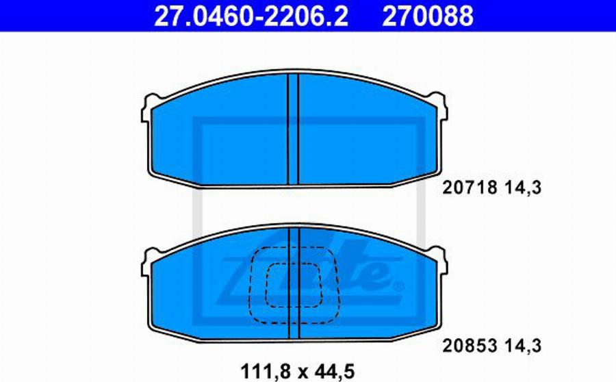 ATE 270088 - Kit pastiglie freno, Freno a disco www.autoricambit.com