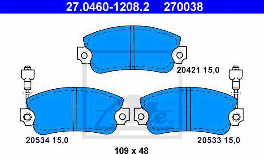 ATE 270038 - Kit pastiglie freno, Freno a disco www.autoricambit.com