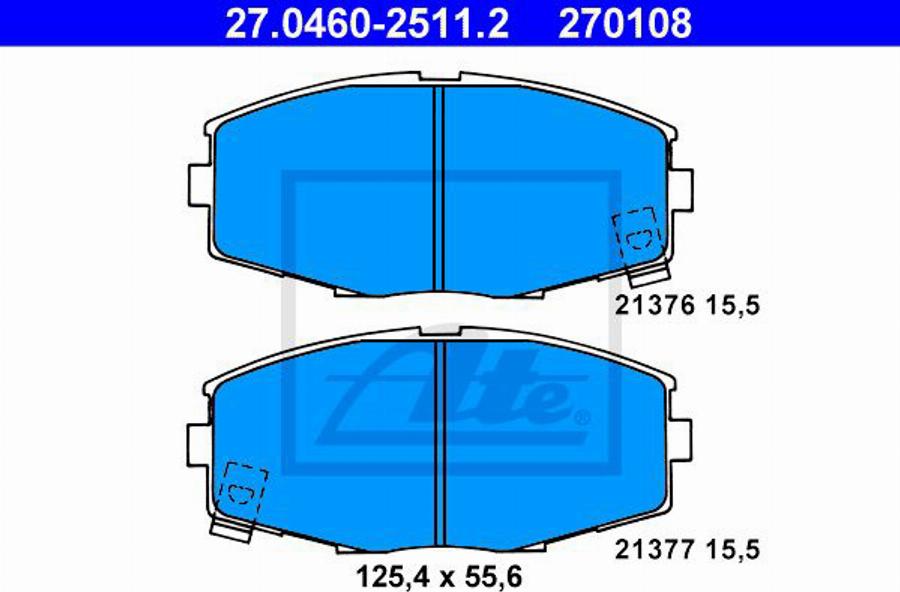 ATE 270108 - Kit pastiglie freno, Freno a disco www.autoricambit.com