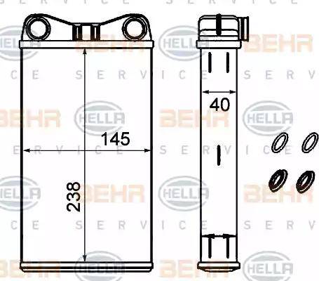 BEHR HELLA Service 8FH 351 333-184 - Scambiatore calore, Riscaldamento abitacolo www.autoricambit.com