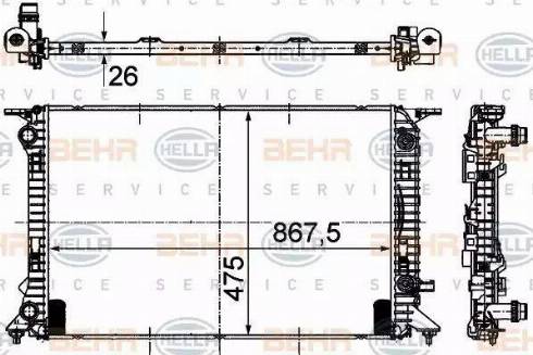 BEHR HELLA Service 8MK 376 745-634 - Radiatore, Raffreddamento motore www.autoricambit.com