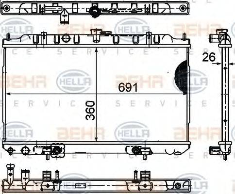 BEHR HELLA Service 8MK 376 748-181 - Radiatore, Raffreddamento motore www.autoricambit.com