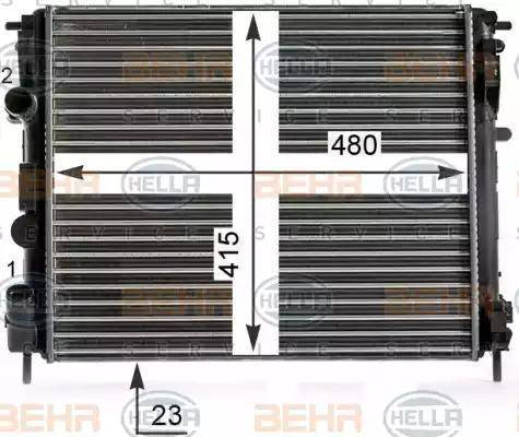 BEHR HELLA Service 8MK 376 700-584 - Radiatore, Raffreddamento motore www.autoricambit.com