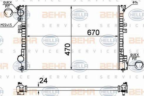 BEHR HELLA Service 8MK 376 719-235 - Radiatore, Raffreddamento motore www.autoricambit.com