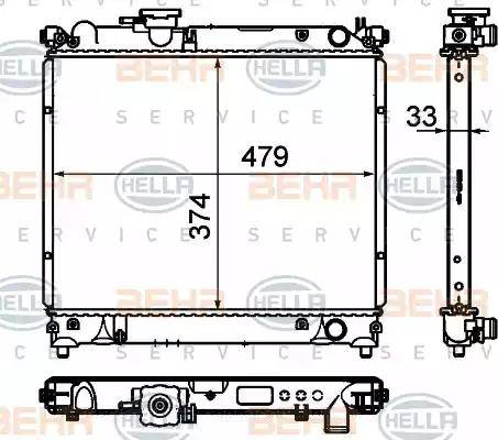 BEHR HELLA Service 8MK 376 716-411 - Radiatore, Raffreddamento motore www.autoricambit.com