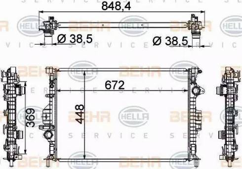 BEHR HELLA Service 8MK 376 787-121 - Radiatore, Raffreddamento motore www.autoricambit.com