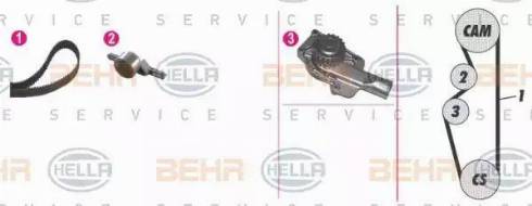 BEHR HELLA Service 8MP 376 805-881 - Pompa acqua + Kit cinghie dentate www.autoricambit.com