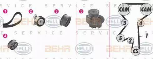 BEHR HELLA Service 8MP 376 806-841 - Pompa acqua + Kit cinghie dentate www.autoricambit.com