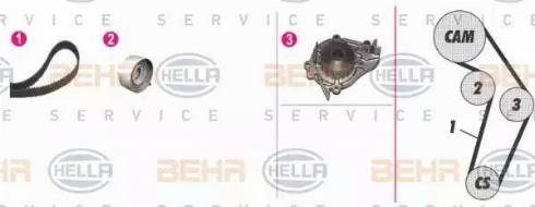 BEHR HELLA Service 8MP 376 808-841 - Pompa acqua + Kit cinghie dentate www.autoricambit.com