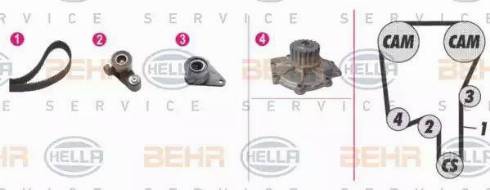 BEHR HELLA Service 8MP 376 808-861 - Pompa acqua + Kit cinghie dentate www.autoricambit.com