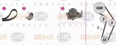 BEHR HELLA Service 8MP 376 808-831 - Pompa acqua + Kit cinghie dentate www.autoricambit.com