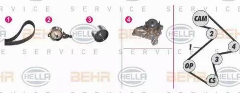 BEHR HELLA Service 8MP 376 808-821 - Pompa acqua + Kit cinghie dentate www.autoricambit.com