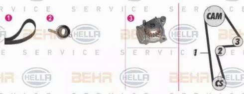 BEHR HELLA Service 8MP 376 808-871 - Pompa acqua + Kit cinghie dentate www.autoricambit.com