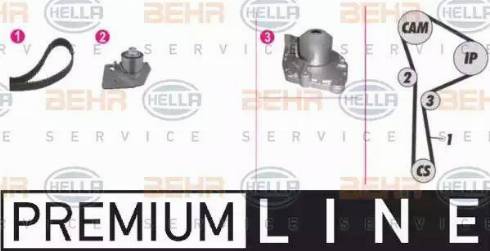 BEHR HELLA Service 8MP 376 802-821 - Pompa acqua + Kit cinghie dentate www.autoricambit.com