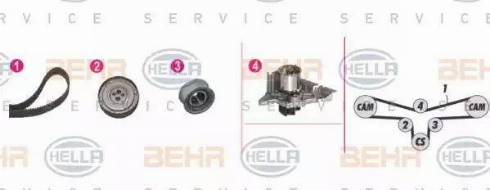 BEHR HELLA Service 8MP 376 810-811 - Pompa acqua + Kit cinghie dentate www.autoricambit.com